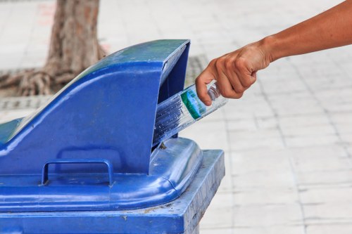 Commercial waste collection truck outside business premises